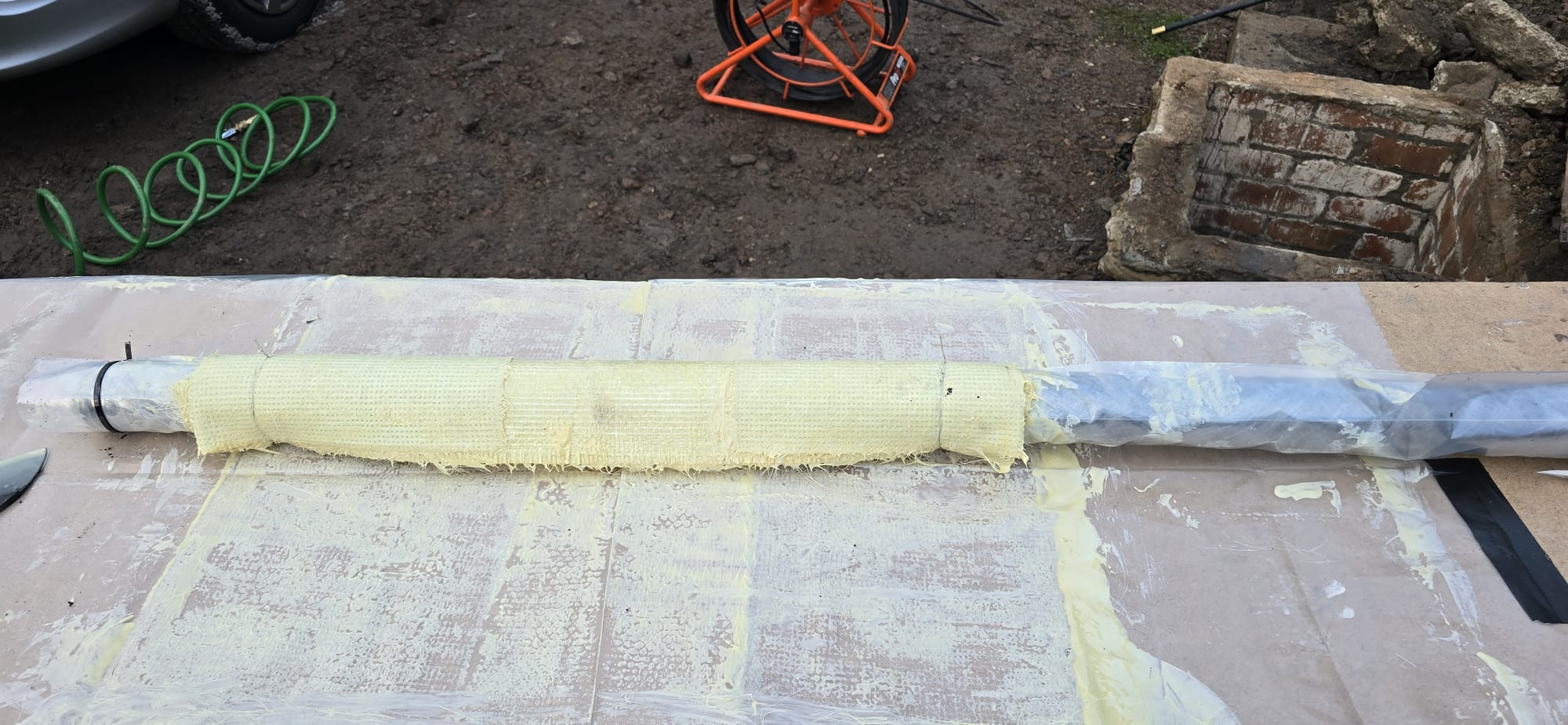 Completed patch assembly prepared for installation